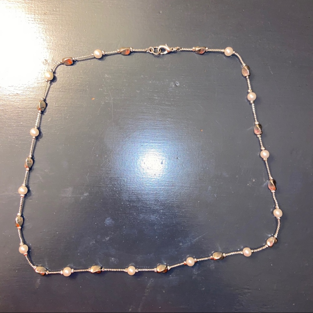 Silver and White Necklace